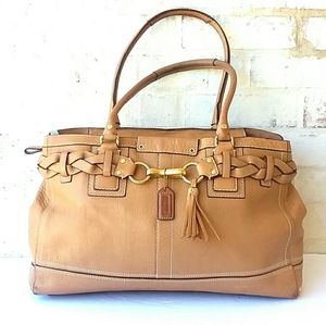Coach Hamptons LARGE Tan Leather Satchel EUC!